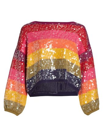 Shop Farm Rio Rainbow Stripe Sequin Sweater | Saks Fifth Avenue
