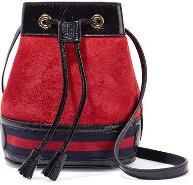 Ophidia Mini Textured Leather-trimmed Suede Bucket Bag