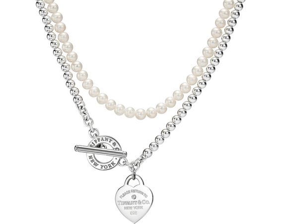 Tiffany & Co pearl and diamond wrap necklace