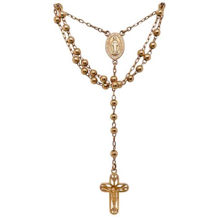 Lovely Gold Rosary For Sale at 1stDibs | gold rosaries for sale, 14k yellow gold rosary necklace, gold rosary necklace