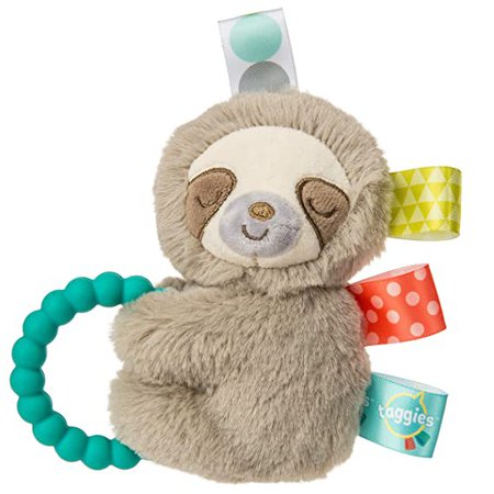 Amazon.com : Taggies Sensory Stuffed Animal Soft Rattle with Teether Ring, Molasses Sloth : Baby