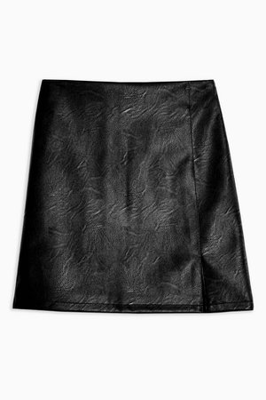 PETITE Black Leather Look Mini Skirt | Topshop