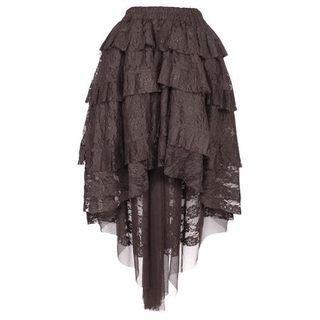 VG London Burlesque lace skirt with layers brown - Gothic steampunk | A