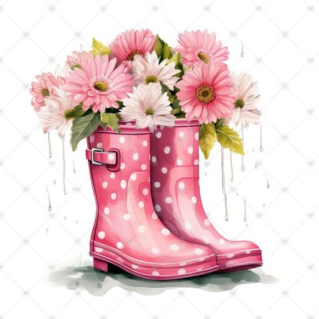 rain boots flowers
