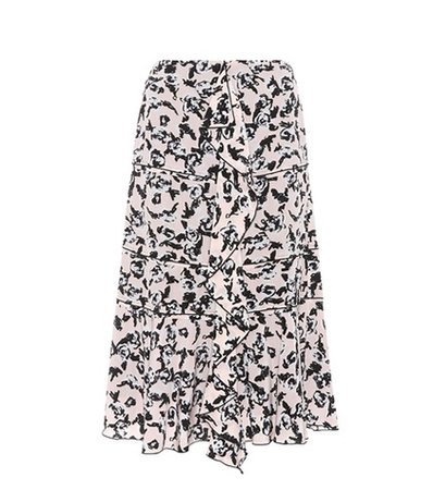 Printed silk-crêpe skirt
