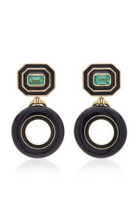 Museum Donut Series Green Tourmaline and Black Jade Earrings by Andrew Glassford | Moda Operandi