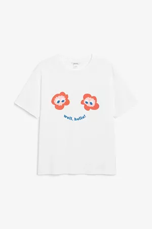 Cotton tee - Flower print - T-shirts - Monki WW