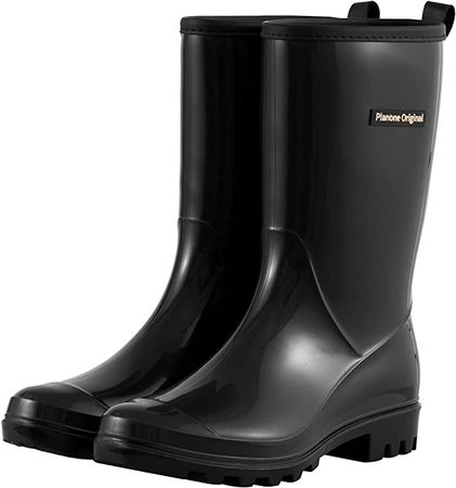 Amazon.com | planone Mid Calf Rain Boots For Women Waterproof size 6 Light pink Garden Shoes Anti-Slipping Rainboots for Ladies Comfortable Insoles Stylish Light rain Shoes Outdoor Work Shoes | Rain Footwear