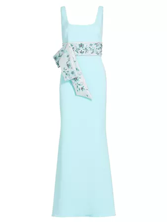 Shop Badgley Mischka Crystal-Embellished Tie-Waist Gown | Saks Fifth Avenue