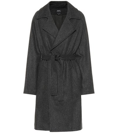 Wool-blend wrap coat