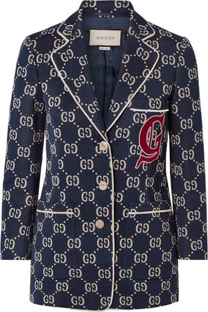 Gucci | Appliquéd cotton-jacquard blazer | NET-A-PORTER.COM