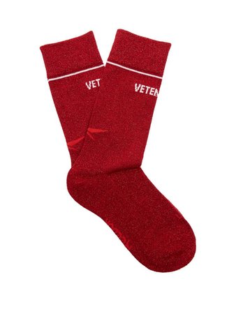 VETEMENTS Reebok Lurex Short Socks in Red