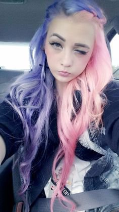 scene girl with half purple and pink hair - Google Search
