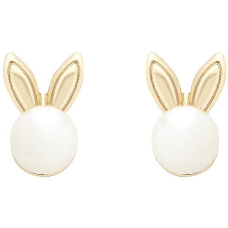 Gold Bunny Ear Pearl Earrings