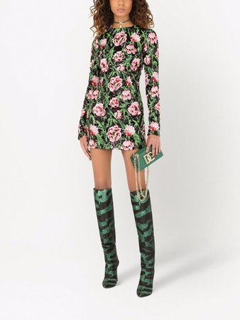 Dolce & Gabbana sequin-embellished floral-patterned Mini Dress - Farfetch