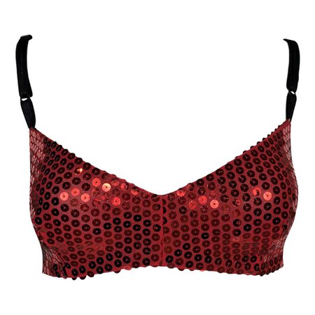 NWT 1990's Dolce and Gabbana Red Sequin Pin-Up Crop Top For Sale at 1stDibs