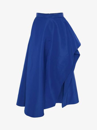 Asymmetric Midi Skirt in ELECTRIC BLUE | Alexander McQueen US