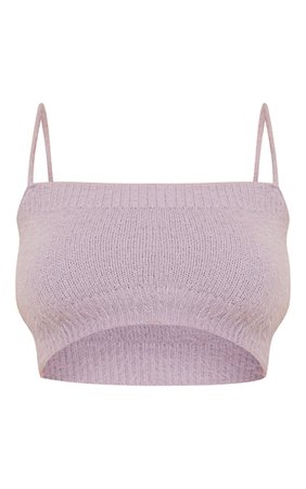 Lilac Eyelash Knit Cropped Cami | Knitwear | PrettyLittleThing