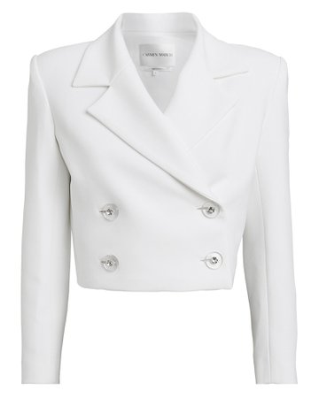 Cropped Crepe Double Breasted Blazer