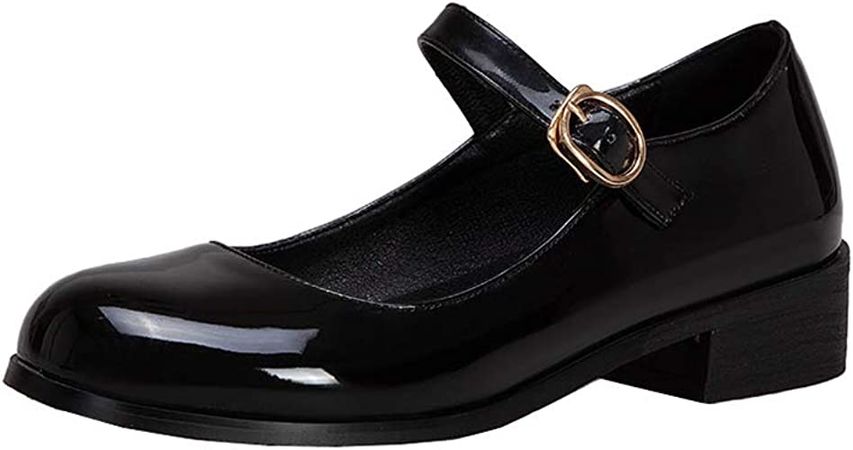 Amazon.com | Bellirala Womens Patent Mary Jane Flats Closed Toe Comfortable Shoes(Black,US Size 7.5) | Flats