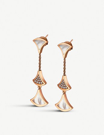 BVLGARI - Divas’ Dream 18kt pink-gold and diamond earrings | Selfridges.com