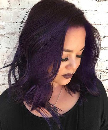 21 Bold and Trendy Dark Purple Hair Color Ideas