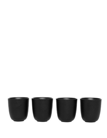 Iksan Stoneware Tea Cup Set of 4 - Matte Black
