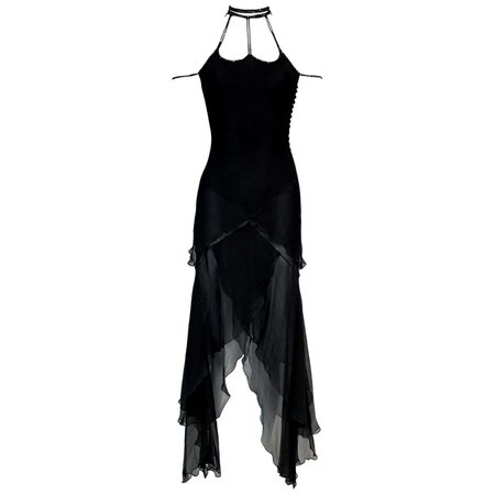 S/S 1998 Christian Dior by John Galliano Black Silk Beaded Choker Dress For Sale at 1stDibs