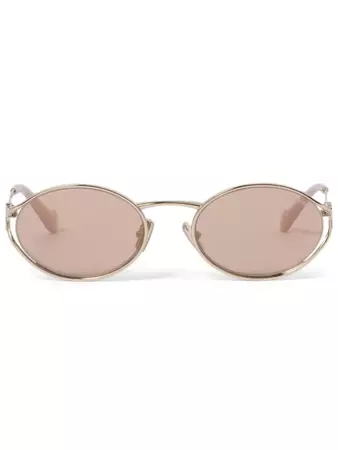Miu Miu Eyewear Ovale Sonnenbrille Mit CC - Farfetch