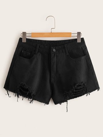 Plus Rolled Hem Bleach Wash Denim Shorts | SHEIN USA