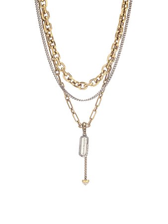 Alexander McQueen Punk Two-Tone Multi-Chain Pendant Necklace