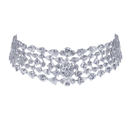Exceptional pear diamonds choker necklace