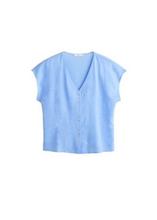 MANGO Button linen-blend blouse