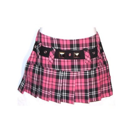 pink plaid mini skirt belt y2k