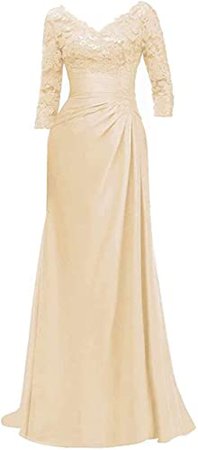 Amazon.com: Mother of The Bride Dress with Sleeves Long Formal Evening Gowns Chiffon Wedding Guest Dresses : Clothing, Shoes & Jewelry