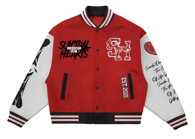 Suicidal24 Varsity Jacket (Limited Edition) Red & White