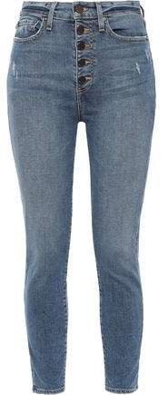 Cropped Distressed High-rise Skinny Jeans