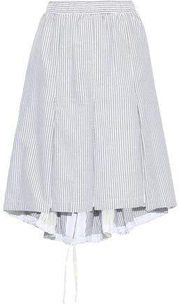 Mesh-paneled Striped Cotton Skirt