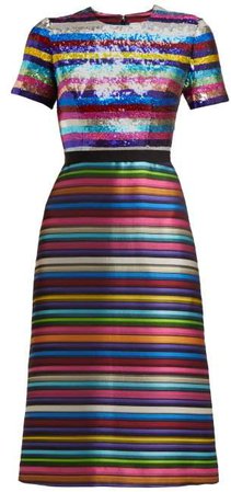 L'amur Sequinned Jacquard Dress - Womens - Multi Stripe