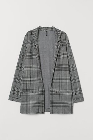 Long Jacket - Black/white checked - | H&M CA