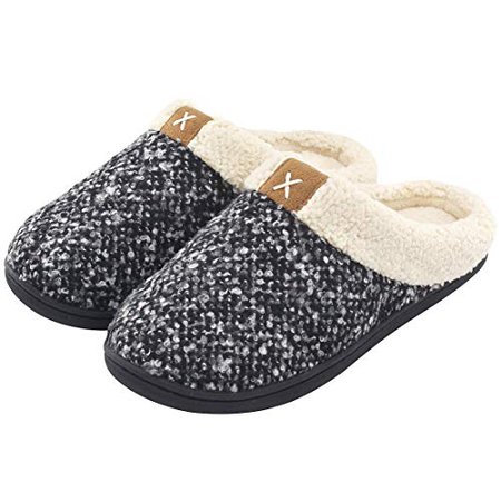 Amazon.com | Women's Cozy Memory Foam Slippers Fuzzy Wool-Like Plush Fleece Lined House Shoes w/Indoor, Outdoor Anti-Skid Rubber Sole | Slippers