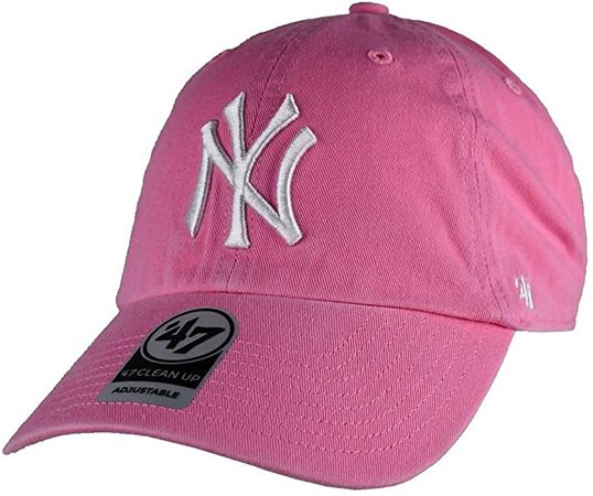 Amazon.com : '47 New York Yankees Dad Hat Brand Pastel Clean Up Slouch Fit Strapback (Rose Pink) : Clothing