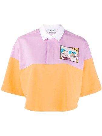Msgm Colour-Block Cropped Polo Shirt Ss20 | Farfetch.Com