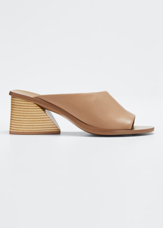 Mercedes Castillo Izar Leather Low-Heel Architectural Slide Sandals - Bergdorf Goodman