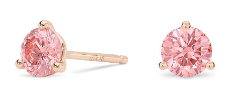 Pink and Gold Diamond Earrings