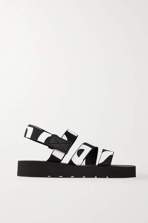 Logo-print Canvas Slingback Sandals - Black
