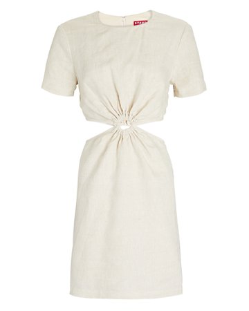 STAUD Epona Cut-Out Linen Mini Dress | INTERMIX®