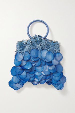 Blue Majorie paillette-embellished velvet and suede tote | Nannacay | NET-A-PORTER