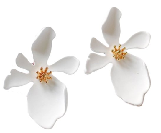 white flower earrings
