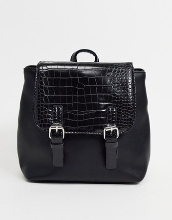 ASOS DESIGN backpack with croc flap & buckle detail | ASOS